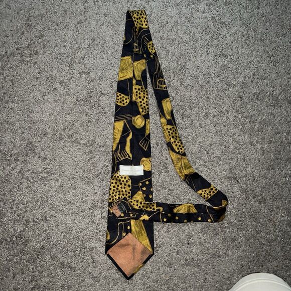 Rare Ermenegildo Zegna Neck Tie Men Yellow Silk Music Abstract Art Designer - Picture 1 of 4